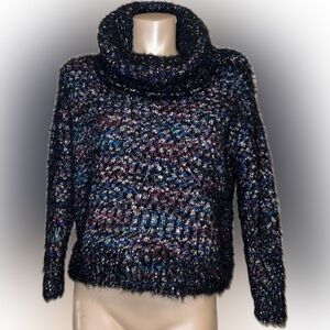 Philosophy women’s sweater Medium 8 10 knit cowl neck chunky  long sleeve black